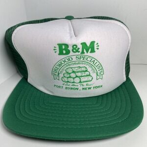 Vtg NWOT B&M Firewood Specialists Port Byron NY Trucker SnapBack Hat Cap Calhead